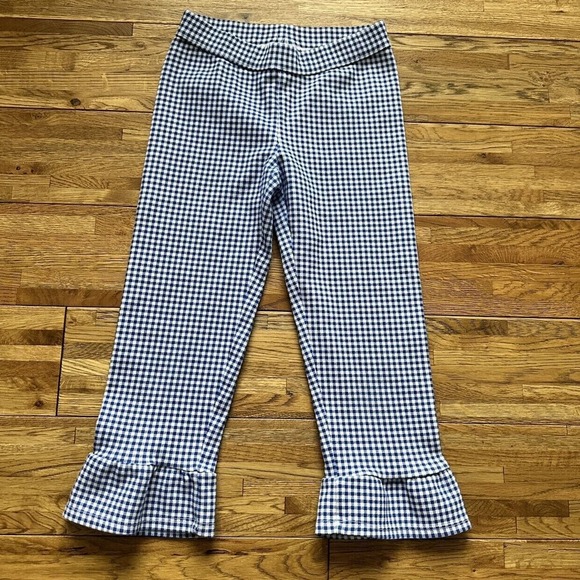 Janie And Jack Girls Gingham Ruffle Ponte Pants Size 6 - Picture 3 of 6